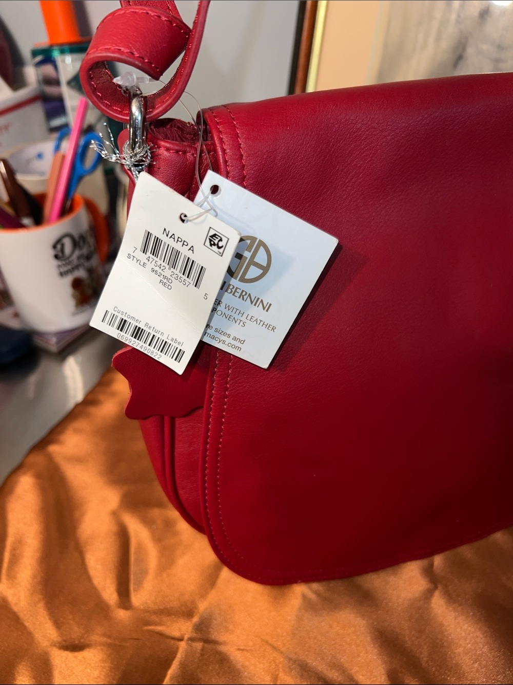 Giani Bernini Vibrant Red Crossbody Shoulder Bag - Picture 10 of 11
